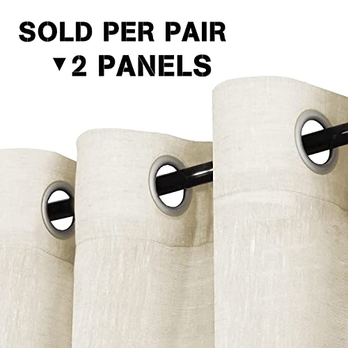 Natural Linen Blended Privacy Sheer Nickel Grommets Curtains