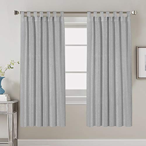 Linen Curtains Natural Linen Blended Tab Top Light Filtering Sheer Curtains