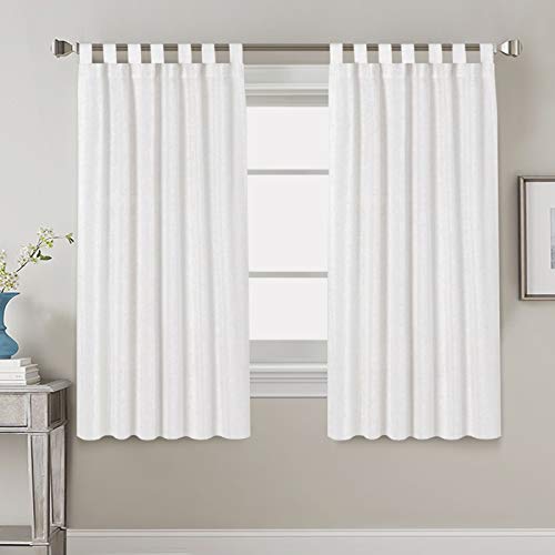 Linen Curtains Natural Linen Blended Tab Top Light Filtering Sheer Curtains