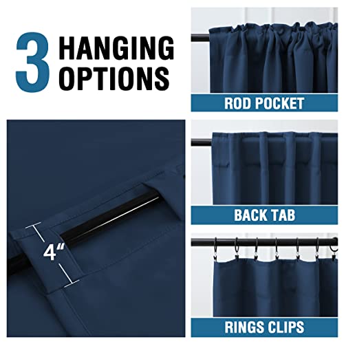 Blackout Thermal Insulated Room Darkening Back Tab/Rod Pocket Solid Color Curtains