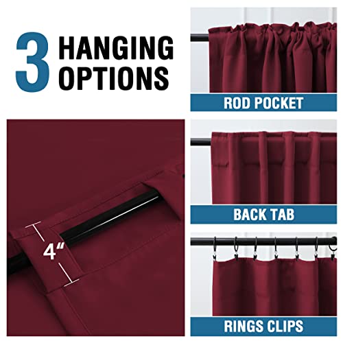 Blackout Thermal Insulated Room Darkening Back Tab/Rod Pocket Solid Color Curtains