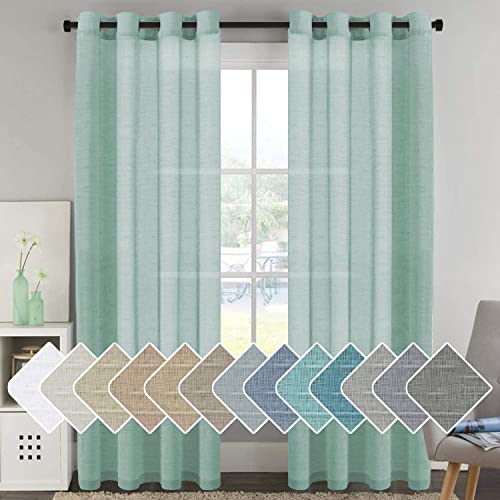 Natural Linen Blended Privacy Sheer Nickel Grommets Curtains