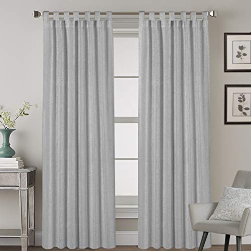 Linen Curtains Natural Linen Blended Tab Top Light Filtering Sheer Curtains