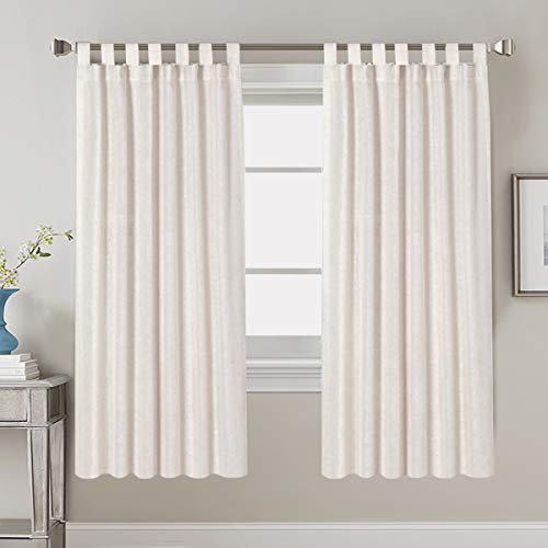 Linen Curtains Natural Linen Blended Tab Top Light Filtering Sheer Curtains