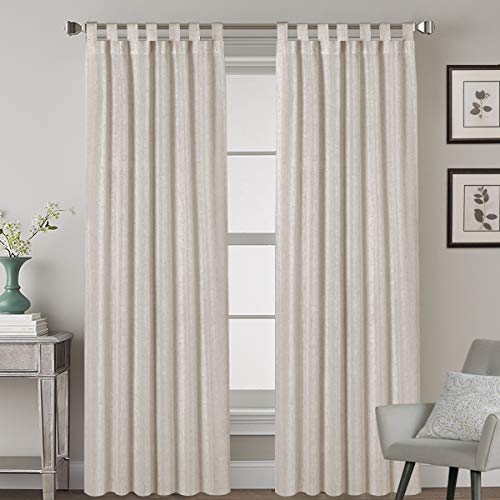 Linen Curtains Natural Linen Blended Tab Top Light Filtering Sheer Curtains