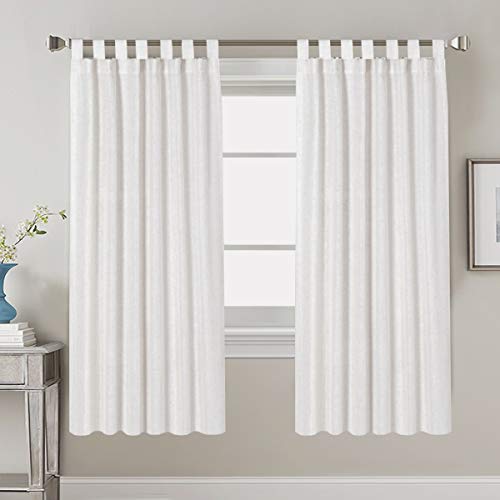Linen Curtains Natural Linen Blended Tab Top Light Filtering Sheer Curtains