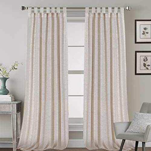 Linen Curtains Natural Linen Blended Tab Top Light Filtering Sheer Curtains