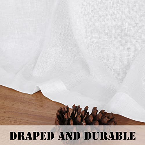 Linen Curtains Natural Linen Blended Tab Top Light Filtering Sheer Curtains