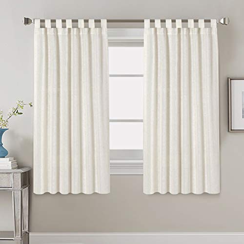 Linen Curtains Natural Linen Blended Tab Top Light Filtering Sheer Curtains