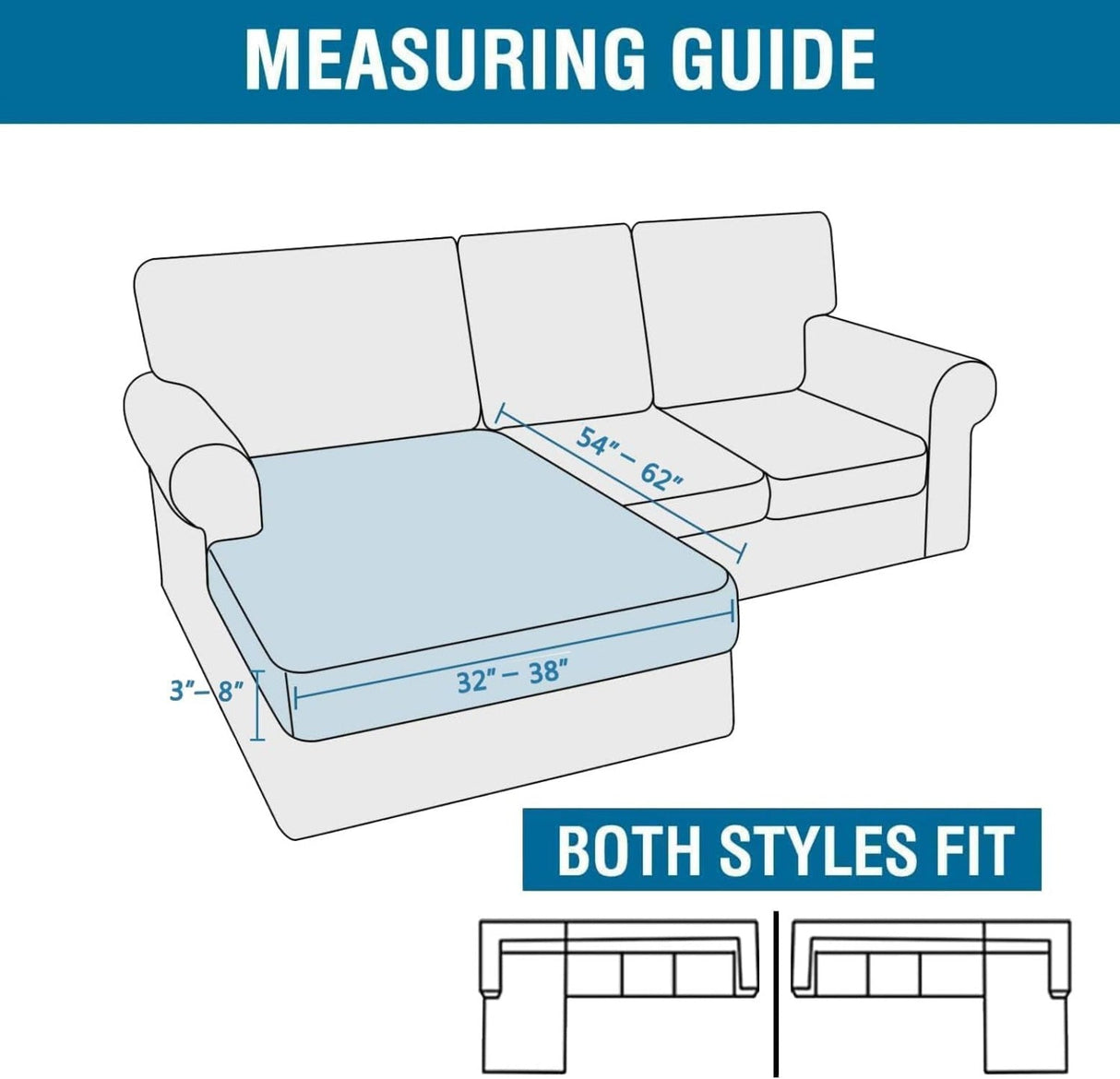 H.VERSAILTEX Sectional Couch Covers 1 Piece Chaise Slipcover L Shape Separate Cushion Couch Cover for Both Left/Right Sectional Couch