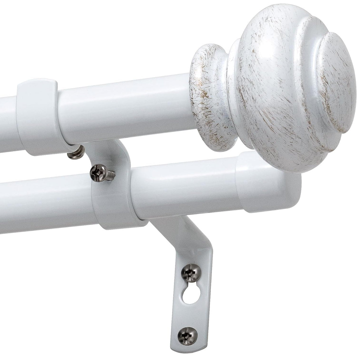 Double Curtain Rods for Windows Adjustable Decorative Telescoping Double Curtain Rod