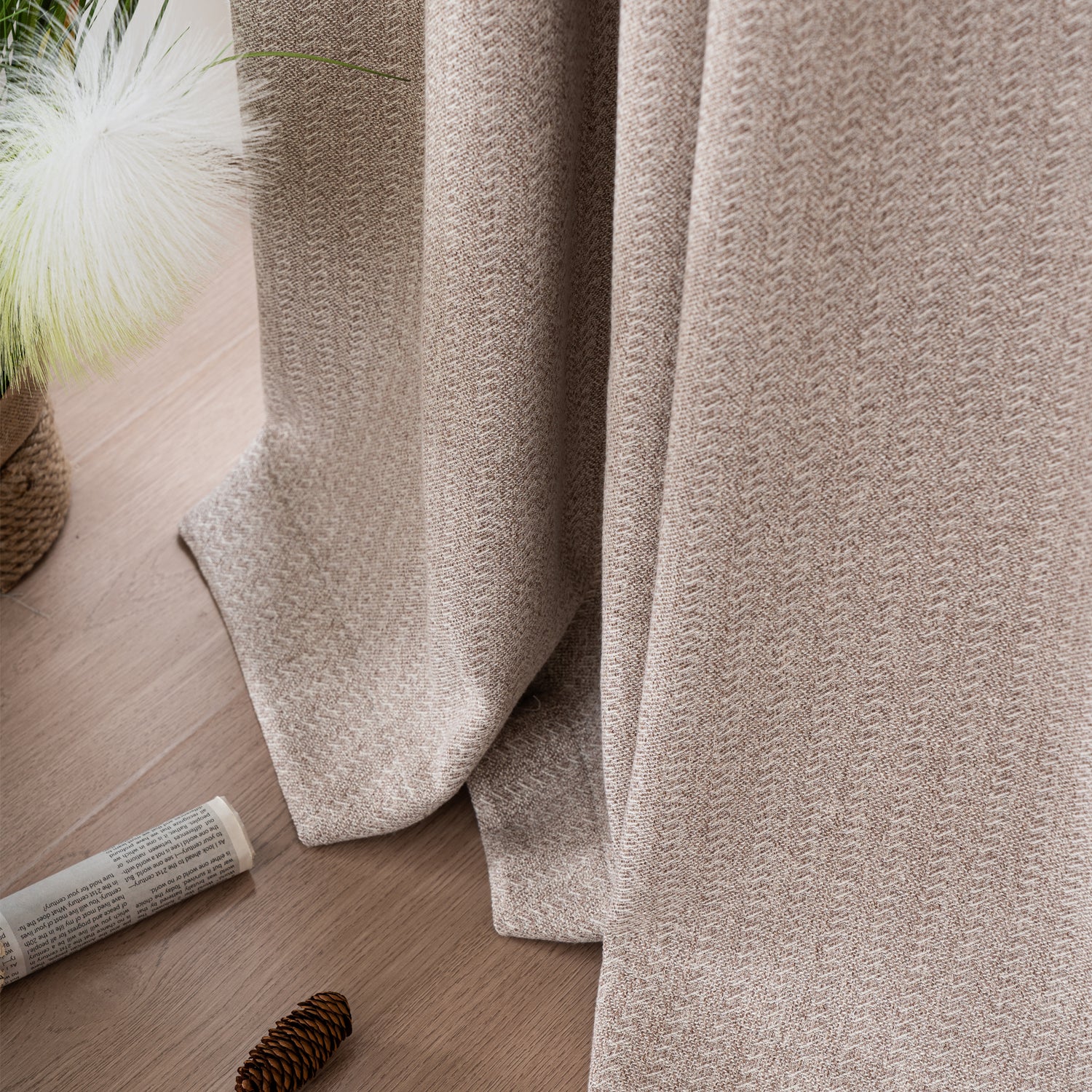 Avenna Heathered Micro Zigzag Woven Curtain Pleated