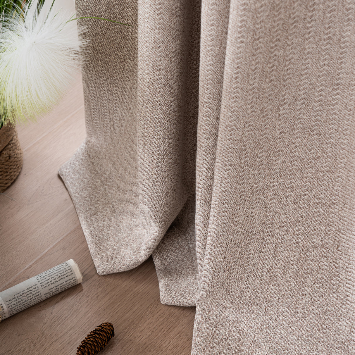 Avenna Heathered Micro Zigzag Woven Curtain Pleated