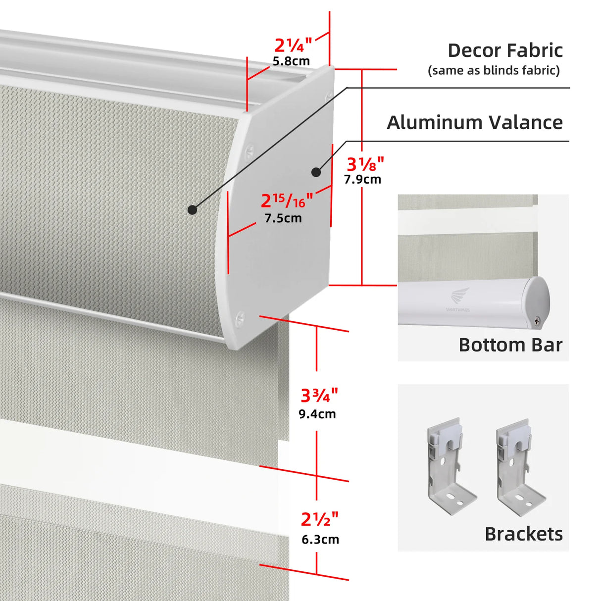 Motorized Zebra Shades 100% Blackout 95mm Chloris