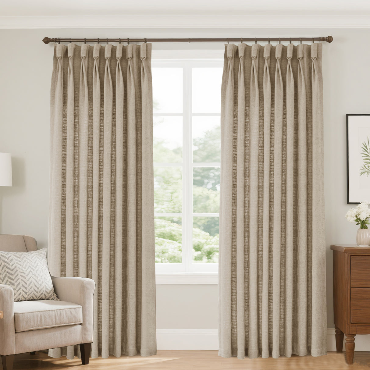 Pristine Blended Linen Curtain Pleated