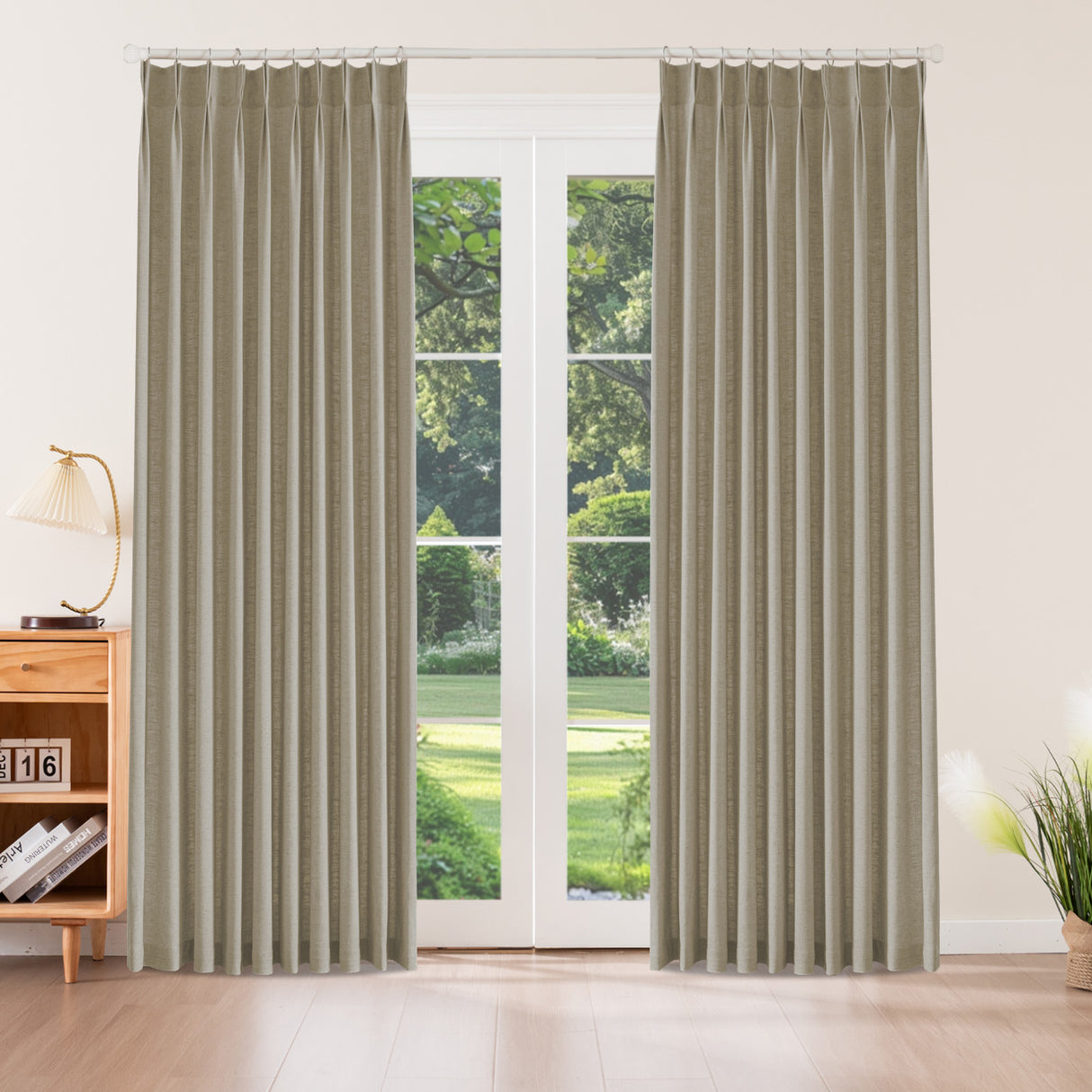 Aurevia Textured Linen Cotton Blend Curtain Pleated