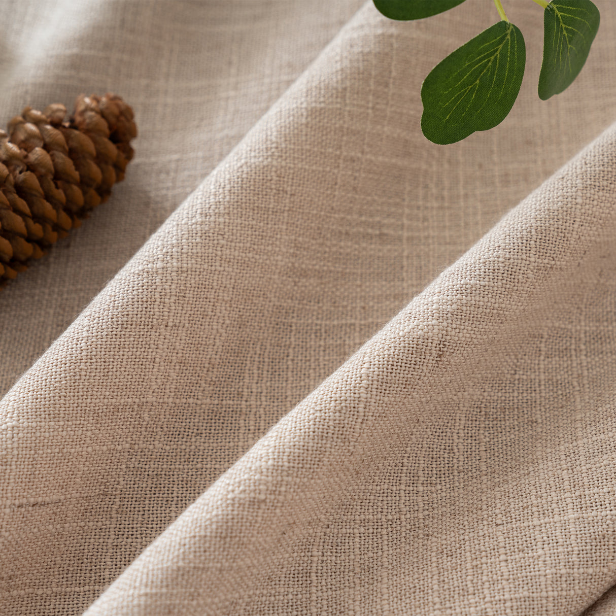 Aurevia Textured Linen Cotton Blend Curtain Pleated