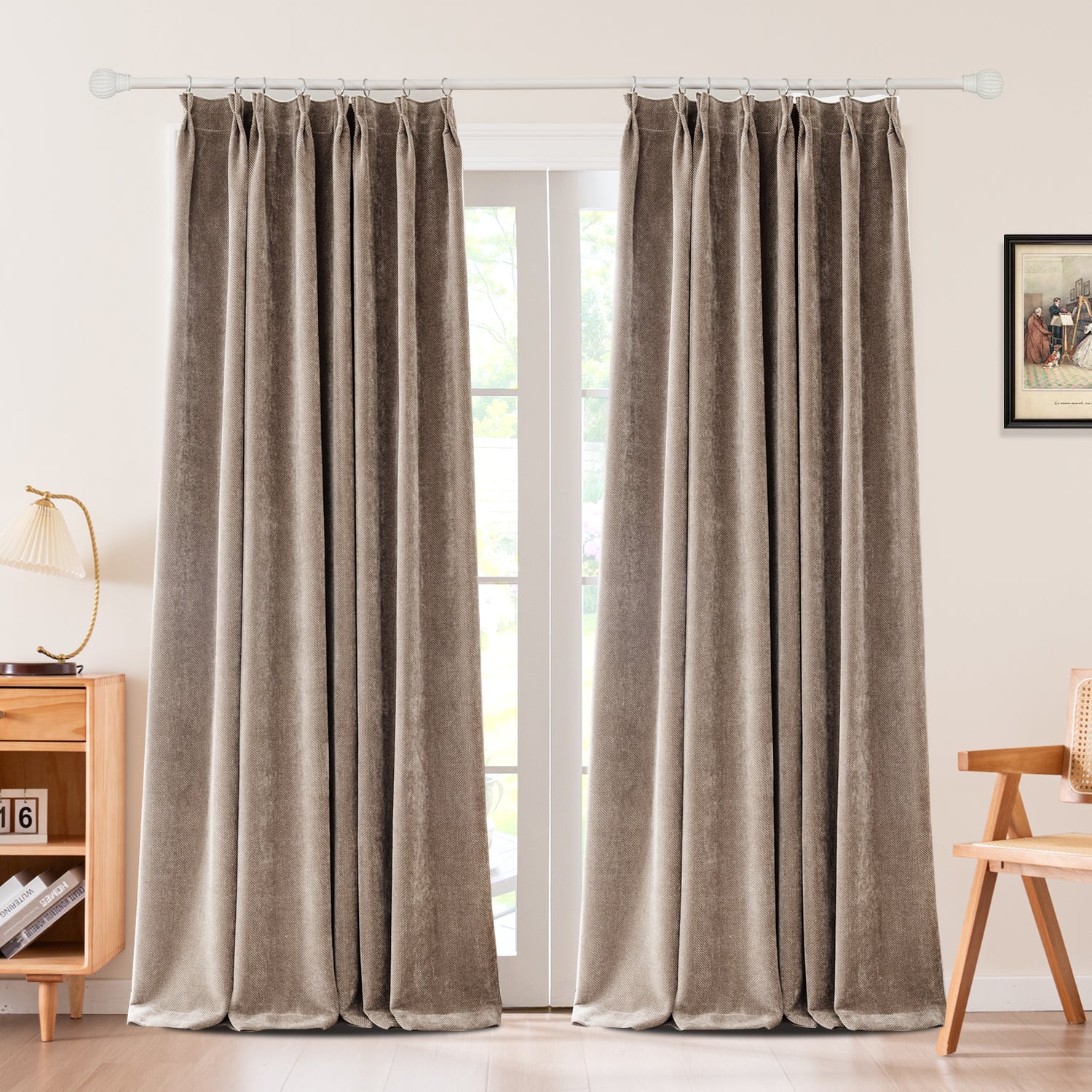 Sarella Diagonal Weave Blackout curtain Pleated