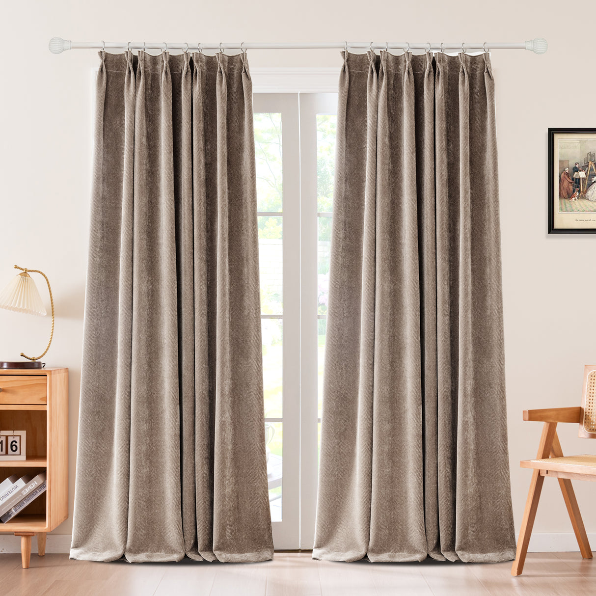 Sarella Diagonal Weave Blackout curtain Pleated