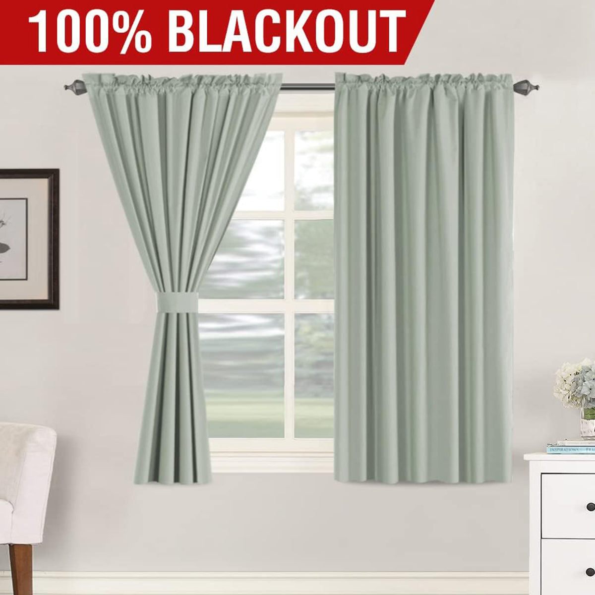 Full Light Blocking Thermal Insulated Curtain Draperies with Soft White Coating