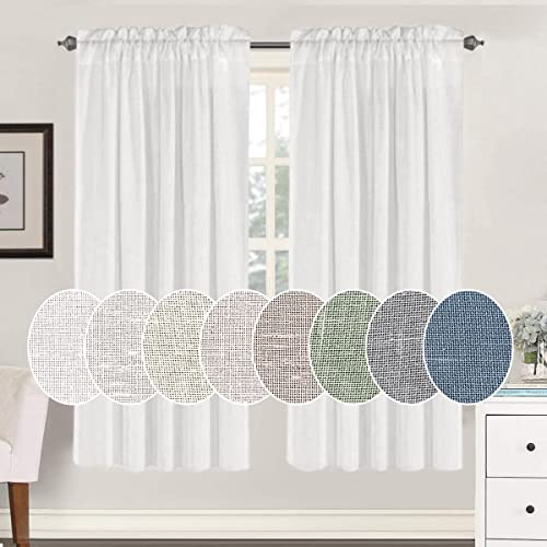 Natural Linen Blended Curtains Light Filtering Rod Pocket Sheer Curtains
