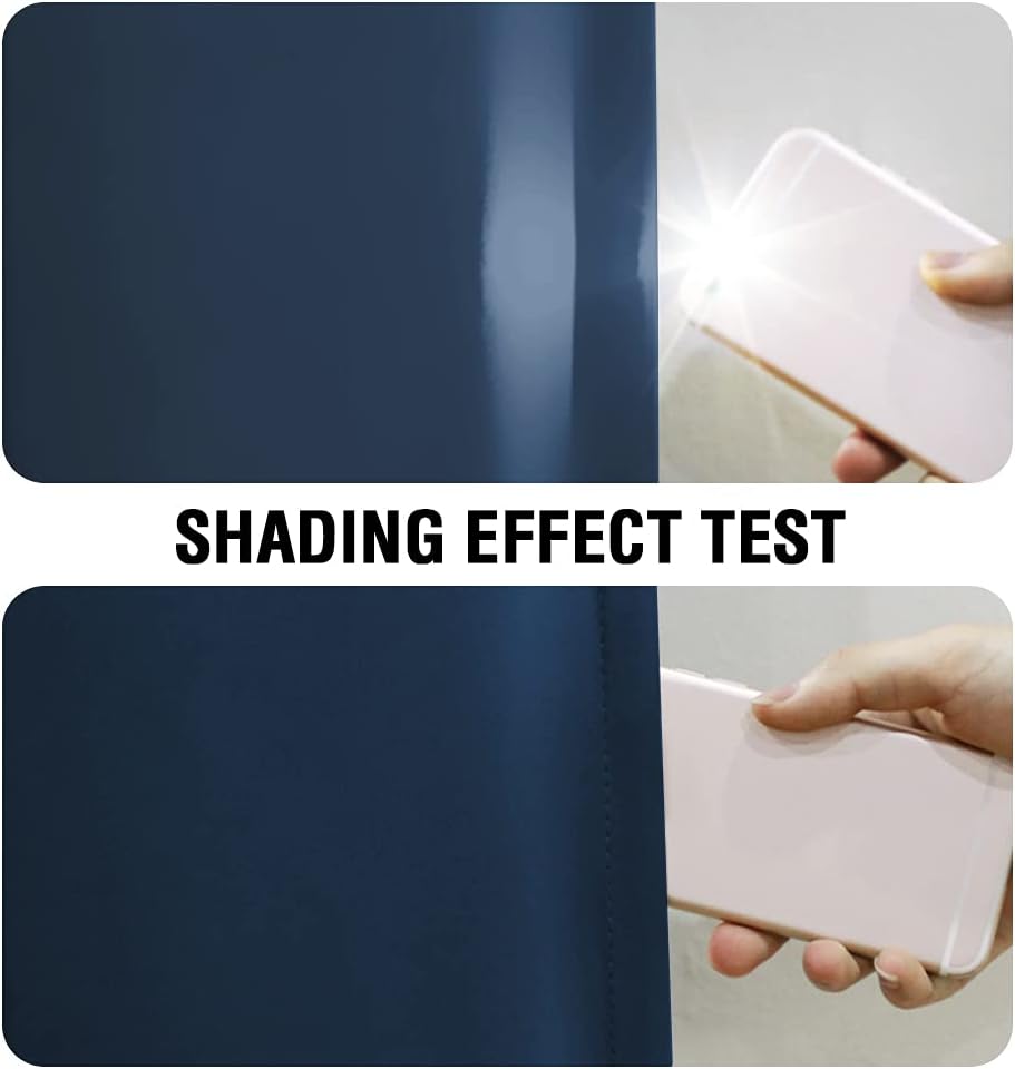 H.VERSAILTEX 100% Blackout Lined Curtains, 2 Thick Layers Completely Blackout Window Treatment Thermal Insulated Drapes for Kitchen/Bedroom (1 Pair, 52" Width x 63" Length Each Panel, Navy)