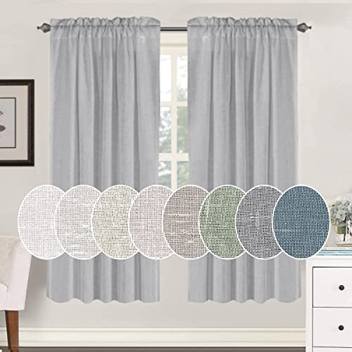 Natural Linen Blended Curtains Light Filtering Rod Pocket Sheer Curtains