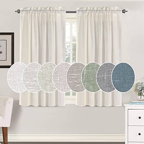 Natural Linen Blended Curtains Light Filtering Rod Pocket Sheer Curtains