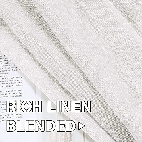 Natural Linen Blended Privacy Sheer Nickel Grommets Curtains
