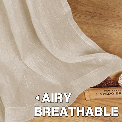 Natural Linen Blended Privacy Sheer Nickel Grommets Curtains