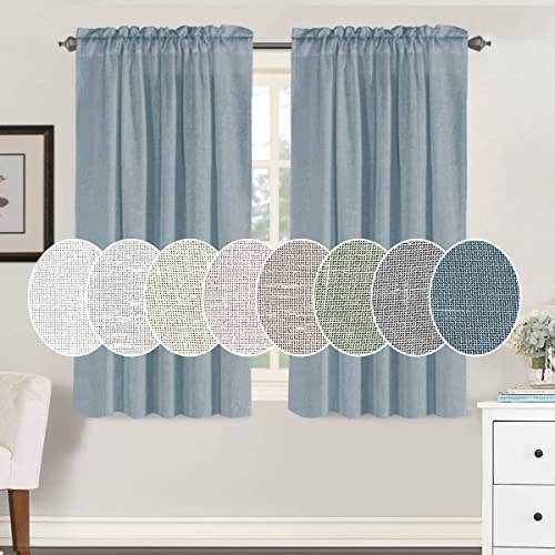 Natural Linen Blended Curtains Light Filtering Rod Pocket Sheer Curtains