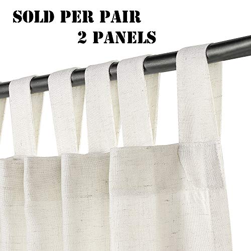 Linen Curtains Natural Linen Blended Tab Top Light Filtering Sheer Curtains