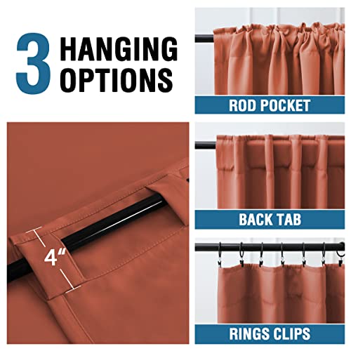 Blackout Thermal Insulated Room Darkening Back Tab/Rod Pocket Solid Color Curtains