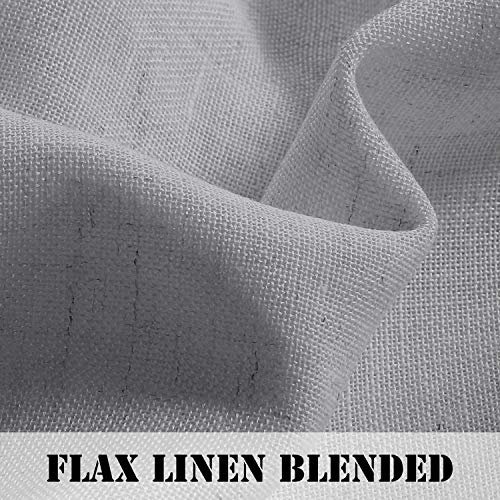 Linen Curtains Natural Linen Blended Tab Top Light Filtering Sheer Curtains