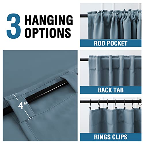 Blackout Thermal Insulated Room Darkening Back Tab/Rod Pocket Solid Color Curtains