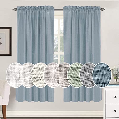 Natural Linen Blended Curtains Light Filtering Rod Pocket Sheer Curtains