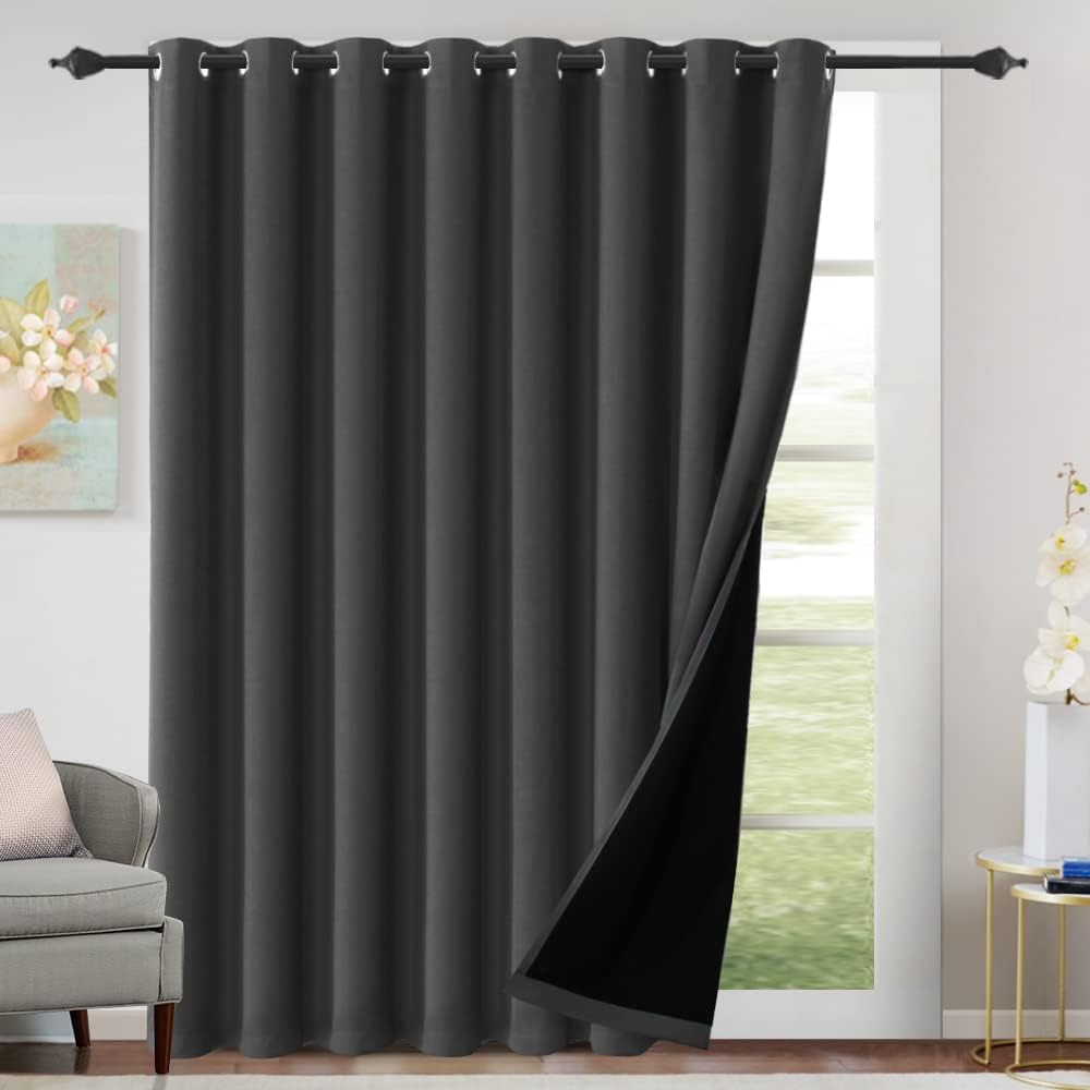 100% Blackout Black Liners Grommet Solid Color Curtains
