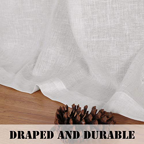 Linen Curtains Natural Linen Blended Tab Top Light Filtering Sheer Curtains