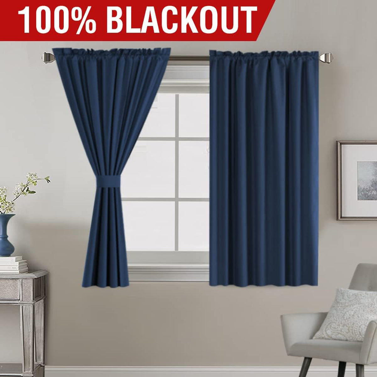 Full Light Blocking Thermal Insulated Curtain Draperies with Soft White Coating