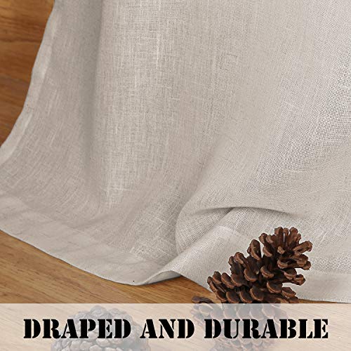 Linen Curtains Natural Linen Blended Tab Top Light Filtering Sheer Curtains