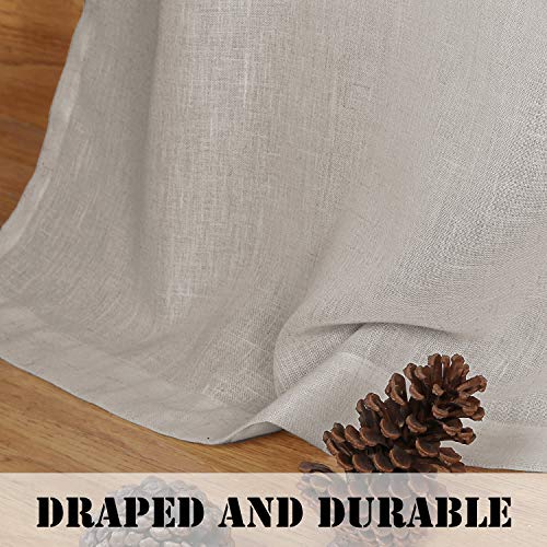 Linen Curtains Natural Linen Blended Tab Top Light Filtering Sheer Curtains