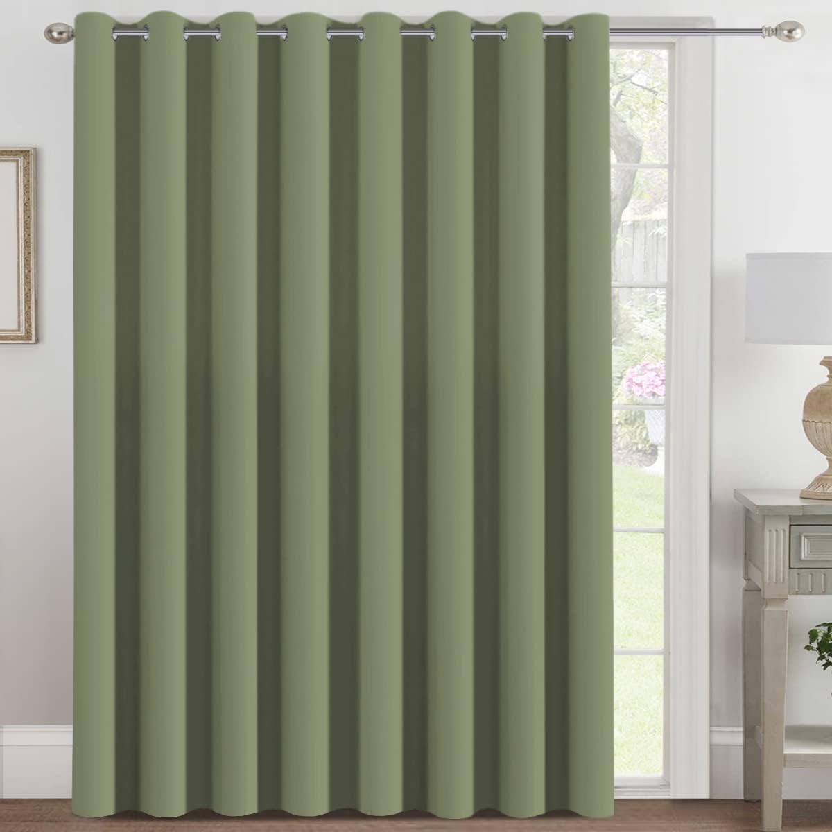 Blackout Thermal Insulated Extra Long Grommet Top Solid Color Curtains, One Panel