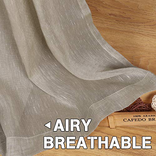 Natural Linen Blended Privacy Sheer Nickel Grommets Curtains