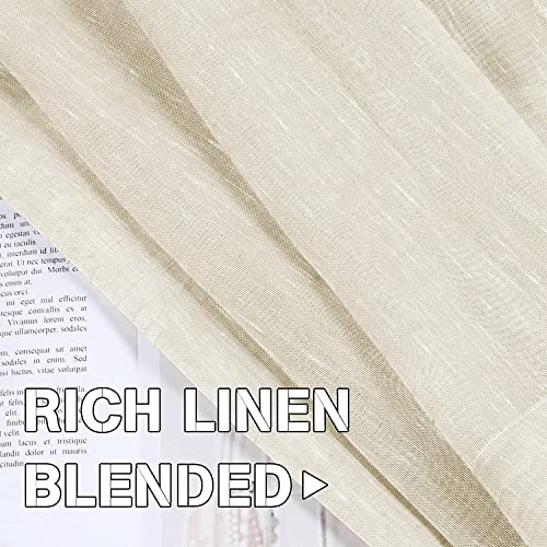Natural Linen Blended Privacy Sheer Nickel Grommets Curtains