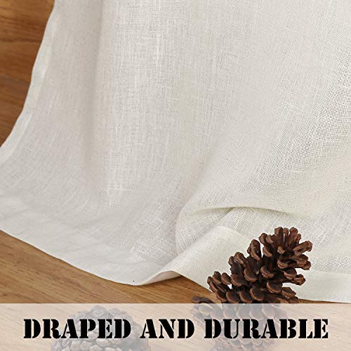 Linen Curtains Natural Linen Blended Tab Top Light Filtering Sheer Curtains