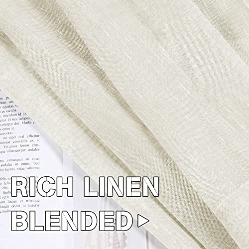 Natural Linen Blended Privacy Sheer Nickel Grommets Curtains