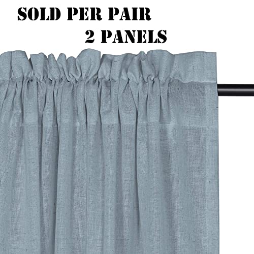 Natural Linen Blended Curtains Light Filtering Rod Pocket Sheer Curtains