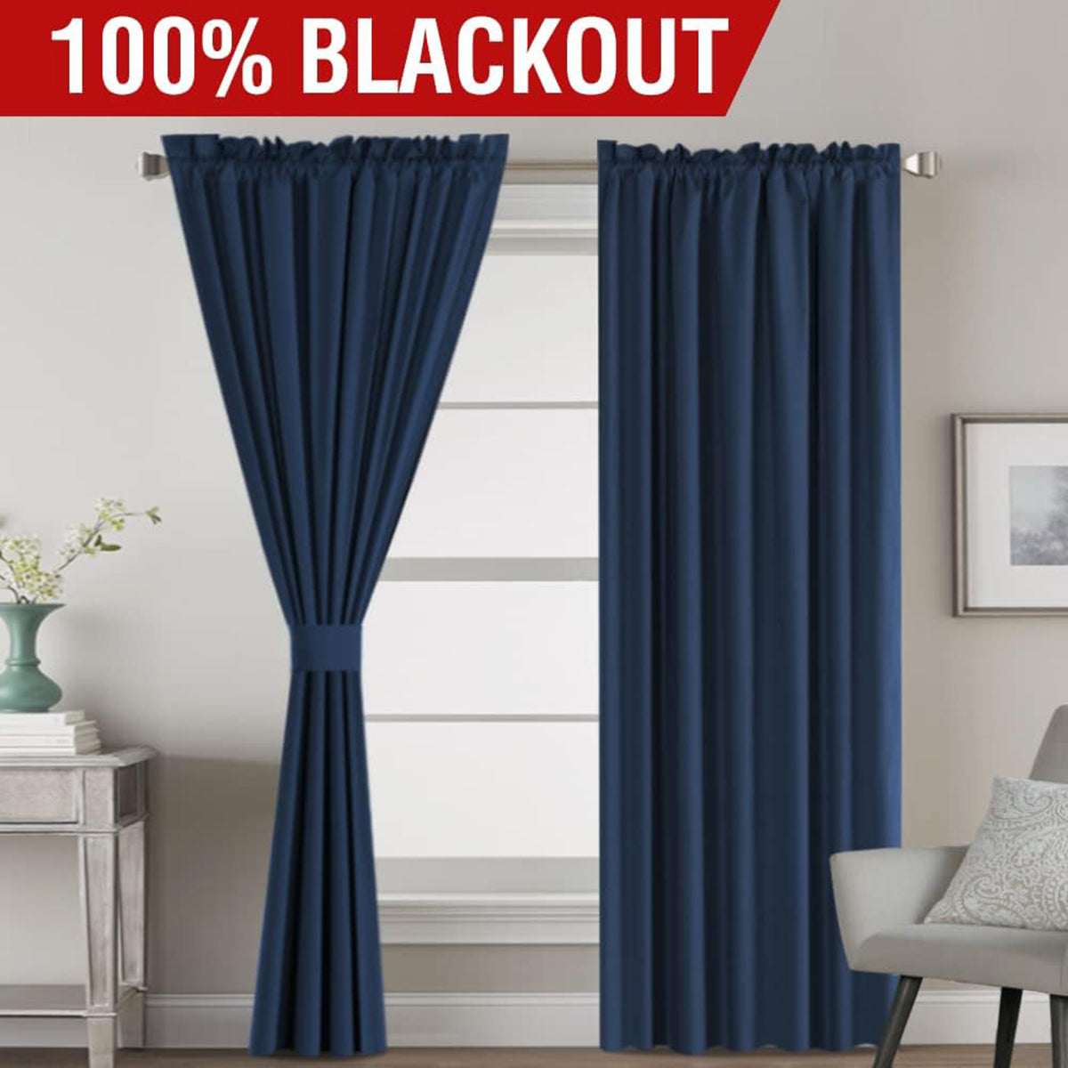 Full Light Blocking Thermal Insulated Curtain Draperies with Soft White Coating