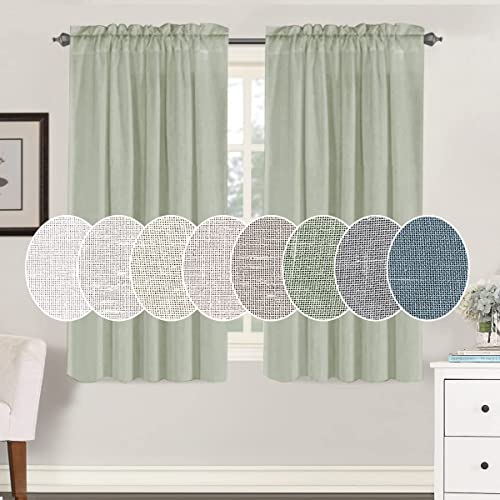 Natural Linen Blended Curtains Light Filtering Rod Pocket Sheer Curtains