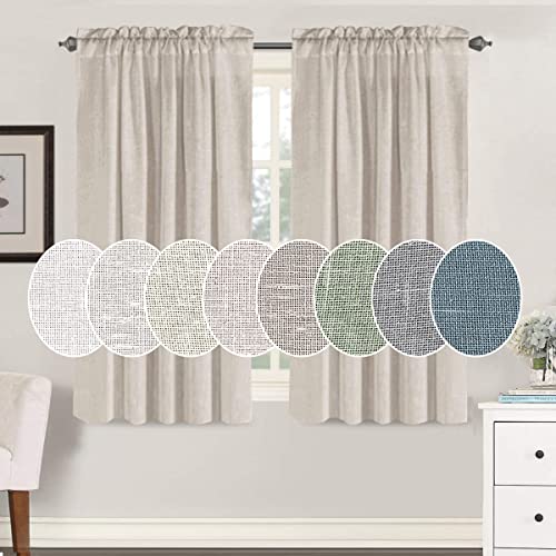 Natural Linen Blended Curtains Light Filtering Rod Pocket Sheer Curtains